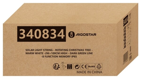 Aigostar - LED decorațiune de Crăciun solară LED/0,59W/3,7V 100 cm IP65 alb cald