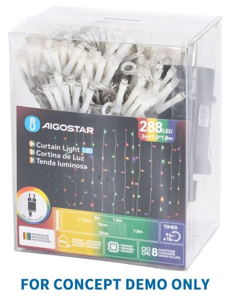 Aigostar - Instalație luminoasă LED de exterior 192xLED/8 funcții 3xAA 4,5x1,2m IP44 alb cald