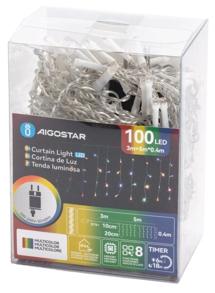 Aigostar - Ghirlandă LED de exterior pentru Crăciun 100xLED/8 funcții 8x0,4m IP44 multicolor