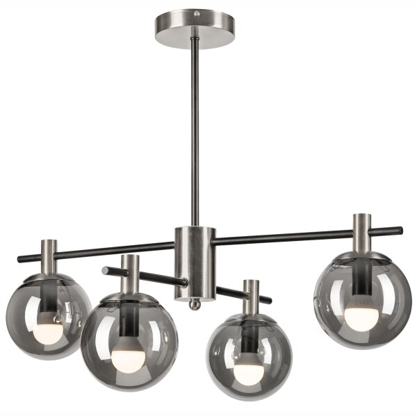 Lustră pe tijă LILOU 4xE14/5W/230V crom mat/fumuriu