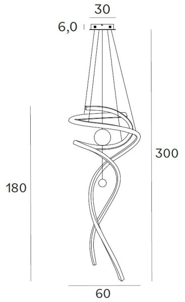 Lustră LED dimabilă pe cablu MAXLIGHT P0483D RITZ LED/100W/230V d. 60 cm CRI 90 alamă