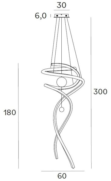 Lustră LED dimabilă pe cablu MAXLIGHT P0427D RITZ LED/100W/230V d. 60 cm CRI 90 auriu