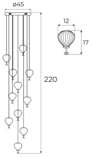 Lustră LED dimabilă pe cablu MAXLIGHT P0526D PALLONCINI 11xLED/6W/230V