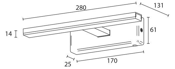 Sapho Sapho, lampă LED ESTHER, 6 W, 280x62x131 mm, IP44, crom, E26374CI