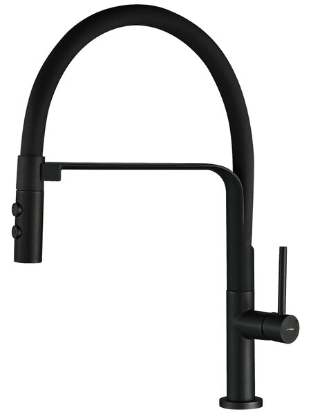 Kuchinox Siluetto, baterie chiuvetă înaltă cu braț elastic, negru mat, LAV-BQU_B78D