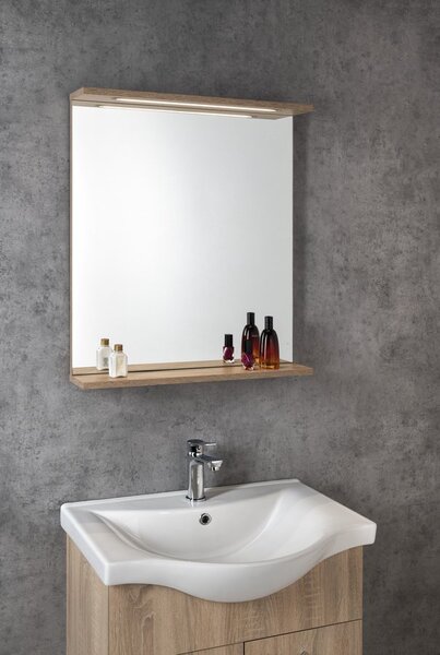 Aqualine Aqualine, oglindă KORIN STRIP cu iluminare LED și rafturi 60x70x12cm, KO370S