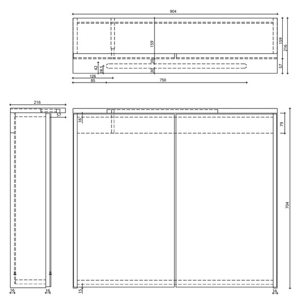 Aqualine Aqualine, bucătărie KAWA STRIP cu iluminare LED 90x70x22cm, albă, WGL90S