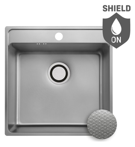 Laveo Besos, chiuvetă din oțel inoxidabil cu 1 compartiment 480x490x210 mm, structură suprafață in, oțel periat, LAV-SLB_310T