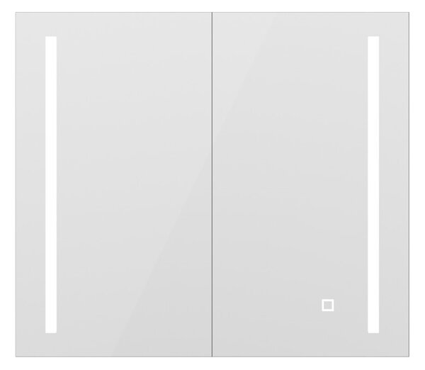 Erga Hana, bucătărie cu oglinzi și iluminare LED 80x70cm cu sertar integrat, alb, ERG-V05-HANA-8070-WH