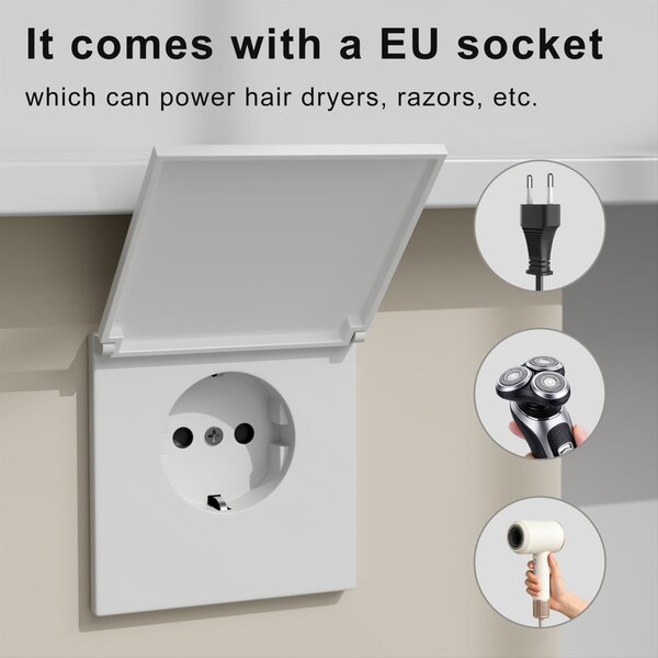 Erga Hana, bucătărie cu oglinzi și iluminare LED 80x70cm cu sertar integrat, alb, ERG-V05-HANA-8070-WH