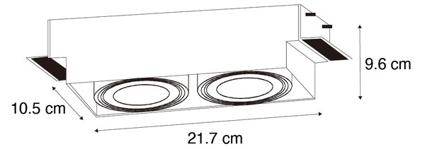 Set de 6 spoturi încastrate albe GU10 70mm cu 2 lumini fără ramă - Oneon