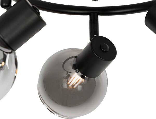 Spot inteligent de tavan negru cu sticlă fumurie 3 lumini incl. WiFi P45 - Vidro