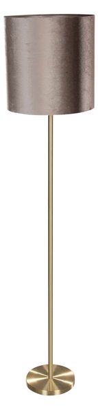 Lampă de podea din alamă cu abajur de catifea gri-maroniu 50cm - Simplo