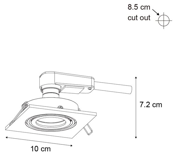 Set de 6 spoturi încastrate moderne Gunmetal GU10 50mm Rotund Înclinabile - Qure