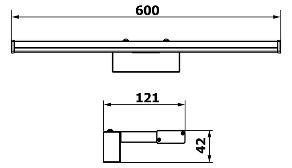 Sapho Sapho, lampă LED CHICAGO XL, 600x120x40 mm, 12W, 230 V, plastic, negru mat, AU470