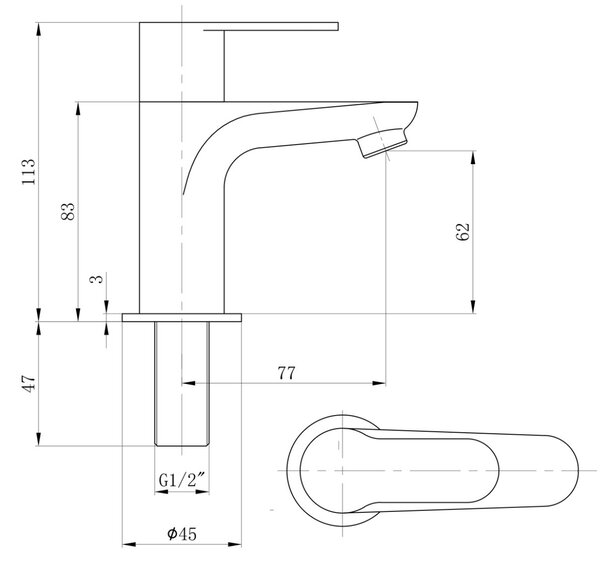 Sapho Sapho, supapă pentru chiuvetă SMALL, 113 mm, crom, SM23