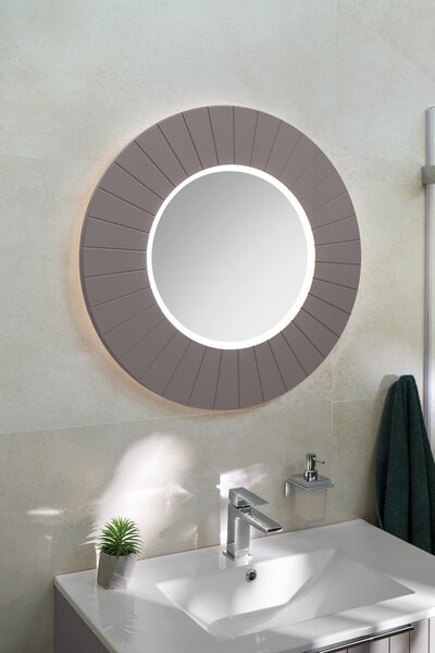 Sapho Sapho, oglindă rotundă LUMIRO STRIP cu iluminare LED în ramă, diametru 75cm, agila, LR750-4343S