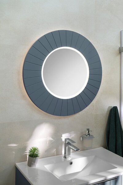 Sapho Sapho, oglindă rotundă LUMIRO STRIP cu iluminare LED în ramă, diametru 75cm, agila, LR750-4343S