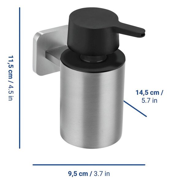 Dozator de săpun lichid argintiu mat autoadeziv cu Turbo-Loc din oțel inoxidabil Porto – Wenko