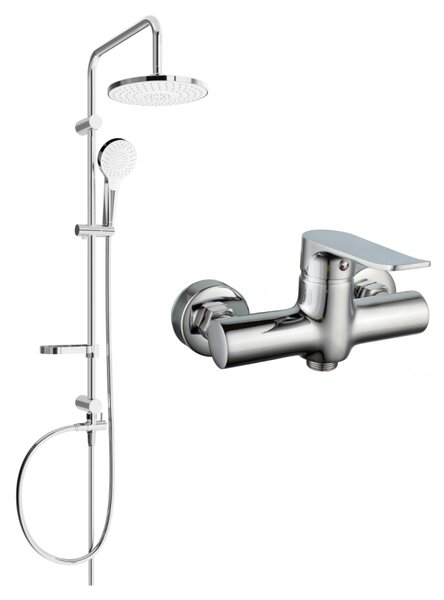 Set de duș Mexen Erik cu duș cu efect de ploaie și robinet de duș Pecos, crom, 72740205-00