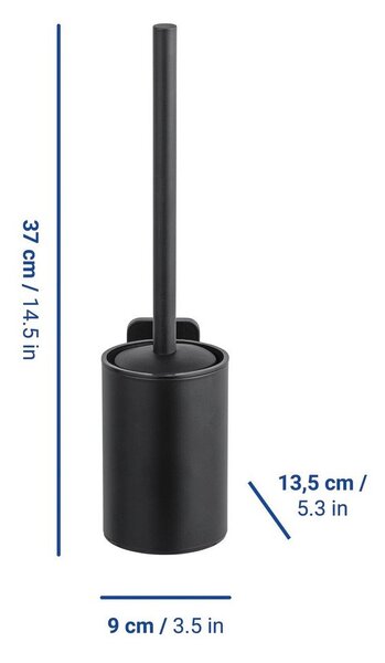 Perie de WC negru-mat autoadezivă cu Turbo-Loc din oțel inoxidabil Porto – Wenko