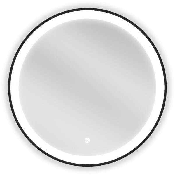 Mexen Esso Oglinda de baie rotunda cu iluminare din spate LED 60cm 6000K Pad de incalzire anti-ceata Cadru negru 9825-060-060-611-70