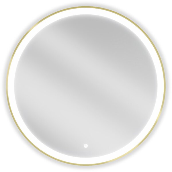 Mexen Esso Oglinda de baie rotunda cu iluminare din spate LED 80cm 6000K Pad de incalzire anti-ceata Rama aurie 9825-080-080-611-50