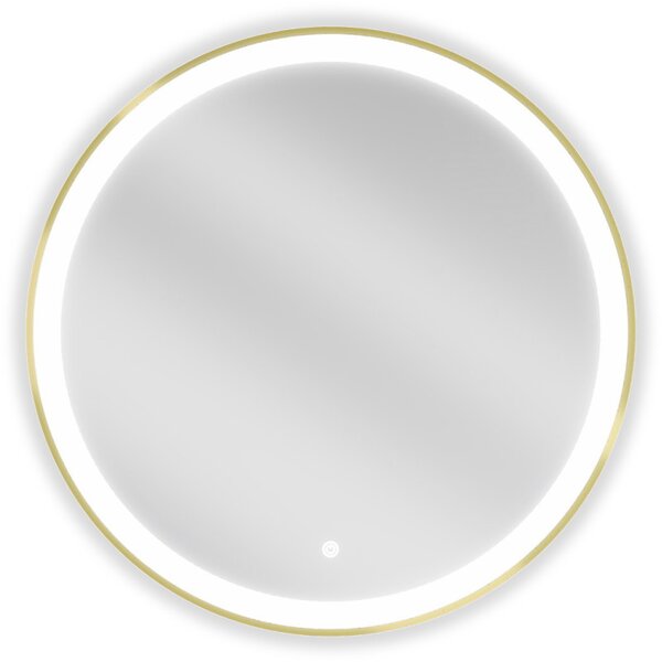 Mexen Esso Oglinda de baie rotunda cu iluminare din spate LED 70cm 6000K Pad de incalzire anti-ceata Rama aurie 9825-070-070-611-50