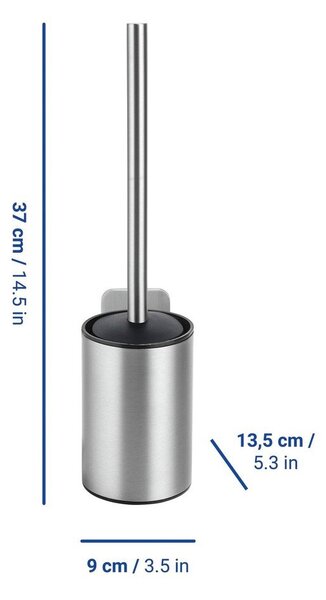 Perie de WC argintiu-mat autoadezivă cu Turbo-Loc din oțel inoxidabil Porto – Wenko