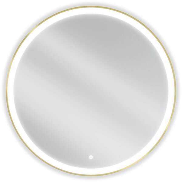 Mexen Esso Oglinda de baie rotunda cu iluminare din spate LED 90cm 6000K Pad de incalzire anti-ceata Rama aurie 9825-090-090-611-50
