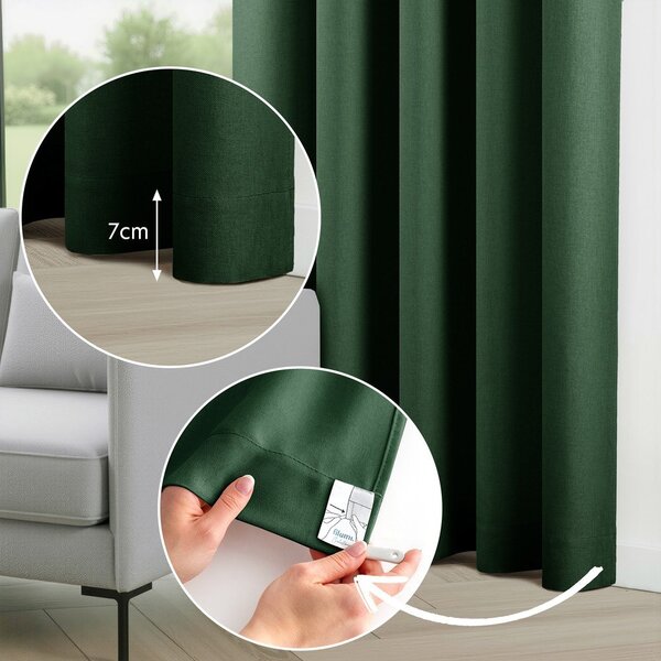 Draperie verde-închis dimout (semi-opacă) 200x250 cm Calisto – Filumi