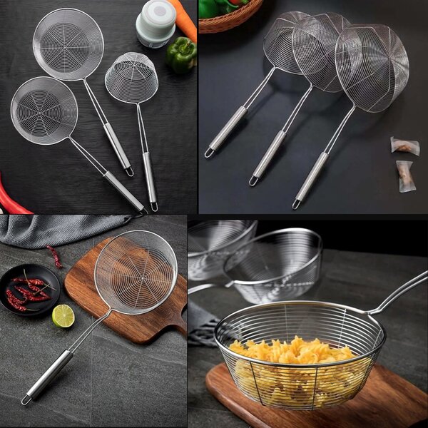 Paleta perforata metalica de bucatarie, Pentru Cartofi Prajiti, Gogosi, Churros sau Carne, 42 x 17 cm