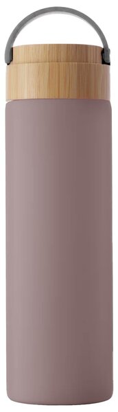 Sticla termos metalica Pufo Traveler cu capac etans din bambus, izoterm, 500 ml, gri
