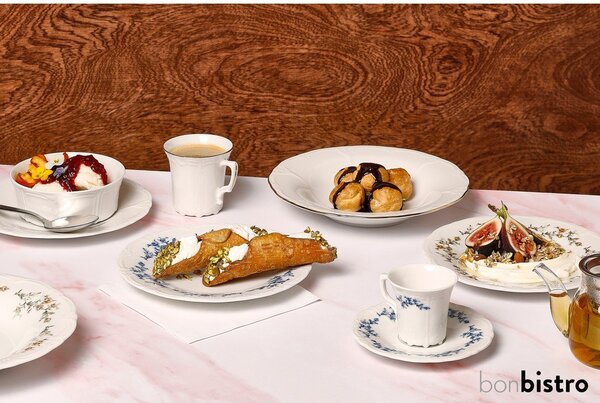 Ceașcă albă/albastră pentru espresso din porțelan 110 ml Retro – BonBistro