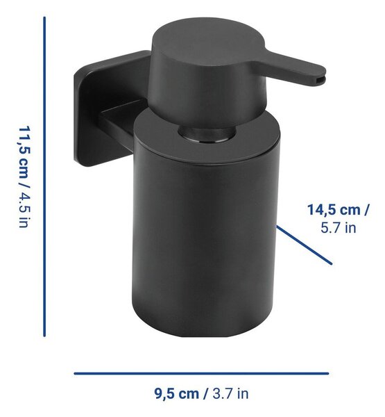 Dozator de săpun lichid negru mat autoadeziv cu Turbo-Loc din oțel inoxidabil Porto – Wenko