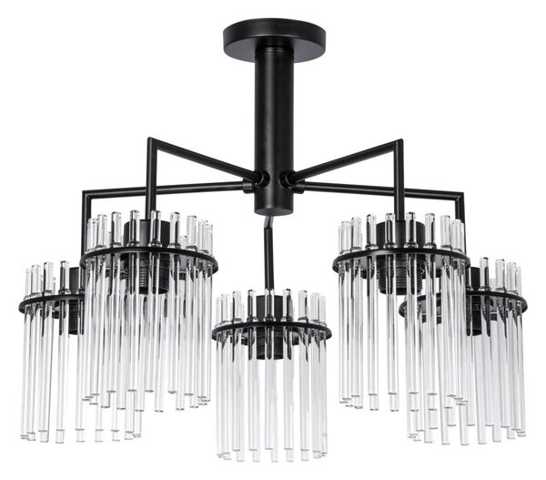 Lustră pe tijă 5xE27/60W/230V negru/transparent