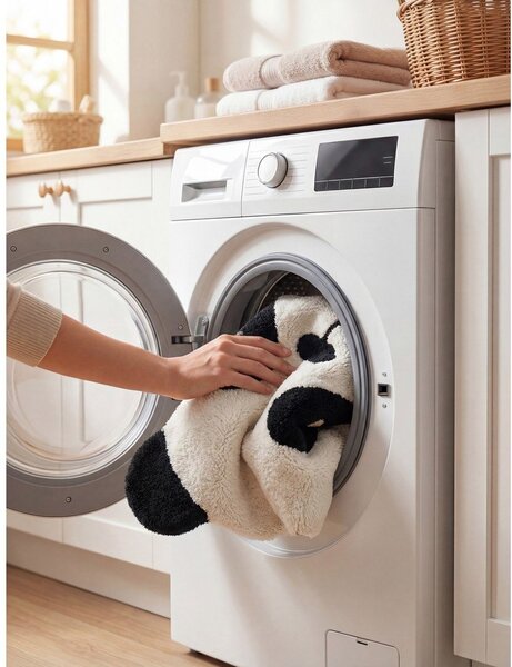 Covor pentru copii negru/crem lavabil/țesut manual din bumbac 103x120 cm Snuggle Patsy – Hanse Home