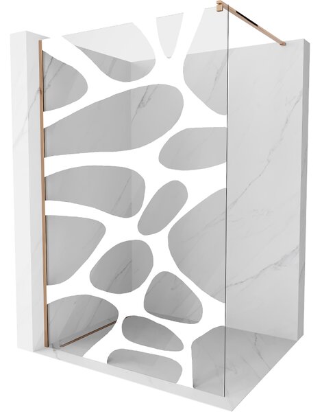 Mexen Kioto, paravan de dus 80x200 cm, sticla transparenta 8mm cu model alb, profil auriu roz, 800-080-101-60-85