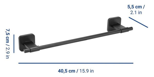 Suport pentru prosoape negru mat autoadeziv cu Turbo-Loc din oțel inoxidabil Porto – Wenko
