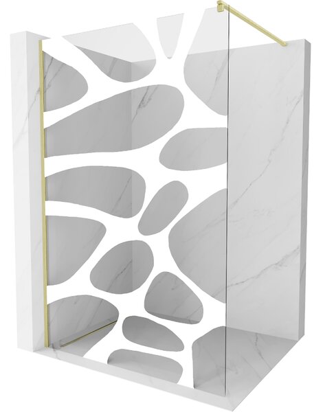 Mexen Kioto, Masa de dus Walk-In 80 x 200 cm, 8 mm sticla transparenta model alb, profil auriu mat, 800-080-101-55-97