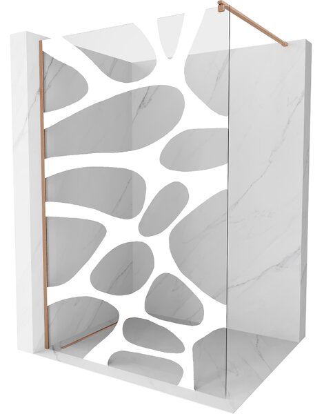 Mexen Kioto, paravan de dus walk-in 80 x 200 cm, 8 mm sticla transparenta model alb, profil cupru mat, 800-080-101-65-97