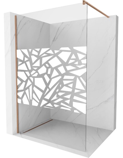 Mexen Kioto, Paravan de duș Walk-In 110 x 200 cm, 8 mm model alb din sticlă transparentă, profil cupru mat, 800-110-101-65-85