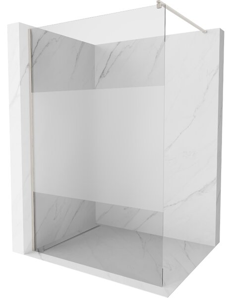 Mexen Kioto, paravan de duș walk-in 70 x 200 cm, 8 mm sticlă transparentă, profil din oțel periat, 800-070-101-97-35