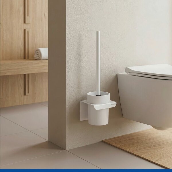 Perie de WC albă autoadezivă cu Turbo-Loc din plastic Lizan – Wenko