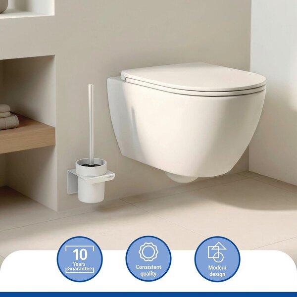 Perie de WC albă autoadezivă cu Turbo-Loc din plastic Lizan – Wenko