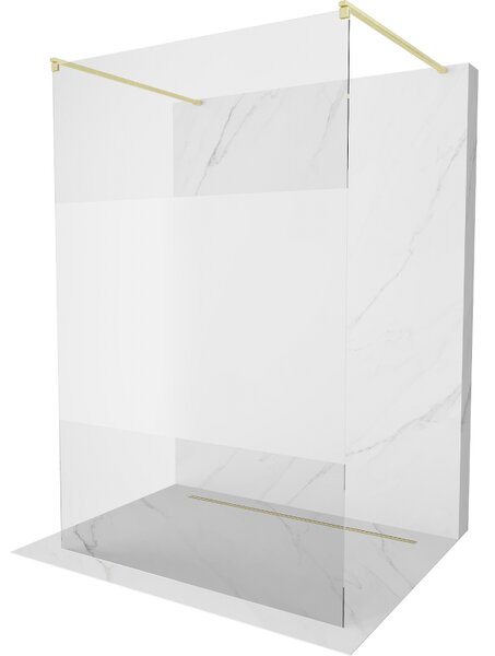 Mexen Kioto, Paravan de duș Walk-In 100 x 200 cm, sticlă mată transparentă de 8 mm, profil auriu mat, 800-100-002-55-35