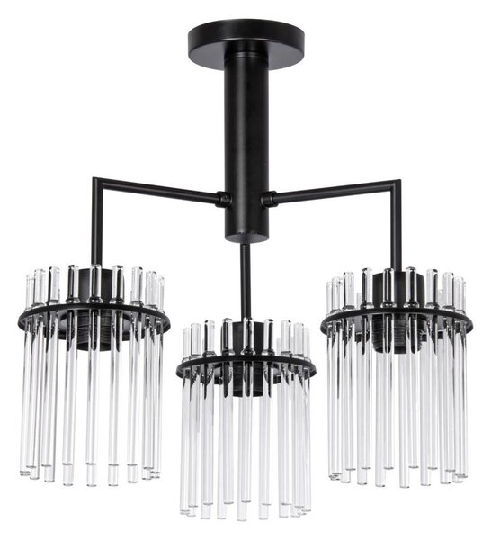 Lustră pe tijă 3xE27/60W/230V negru/transparent