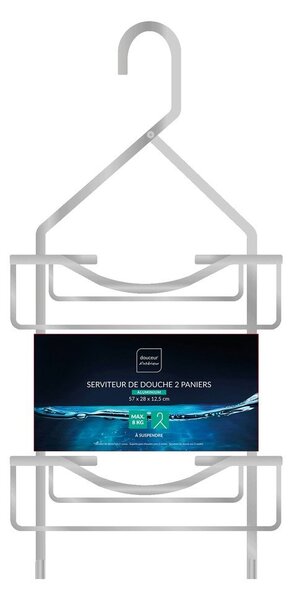 Raft pentru baie argintiu lucios de agățat din aluminiu Filaire Aluminium – douceur d'intérieur