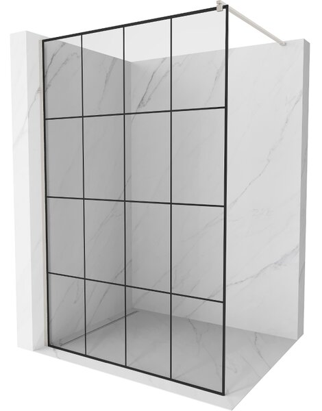 Mexen Kioto, paravan de duș walk-in 130 x 200 cm, sticlă transparentă de 8 mm model negru, profil din oțel periat, 800-130-101-97-77