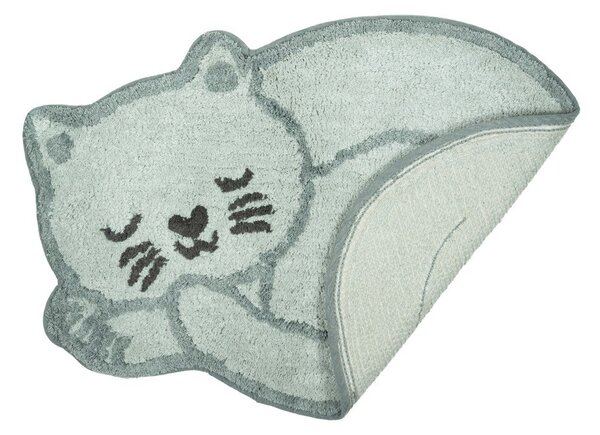 Covor pentru copii albastru deschis din bumbac 43x60 cm Sleeping Cat – Sass & Belle